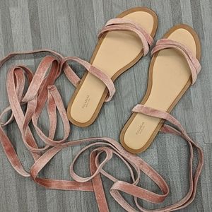Pull&Bear Lace Up Sandals Mauve